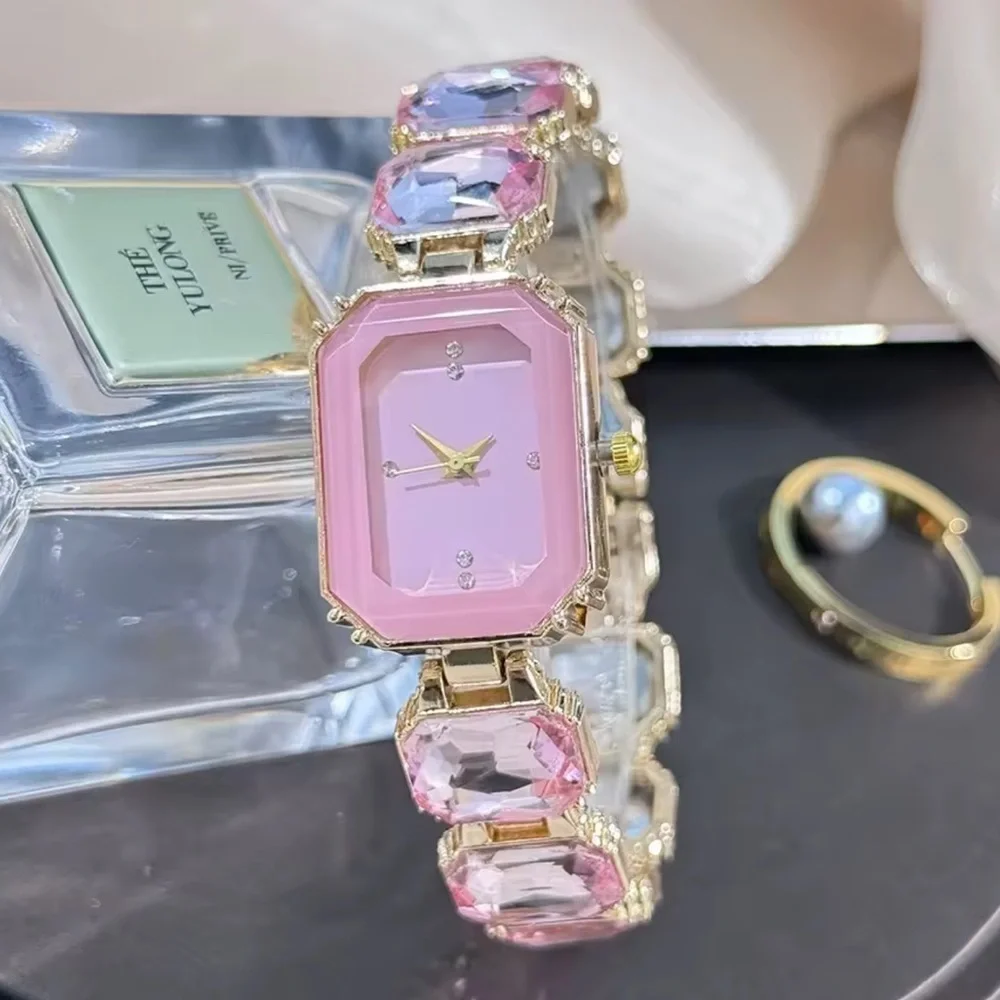 Rose Elegance Gem Timepiece Bracelet Watch
